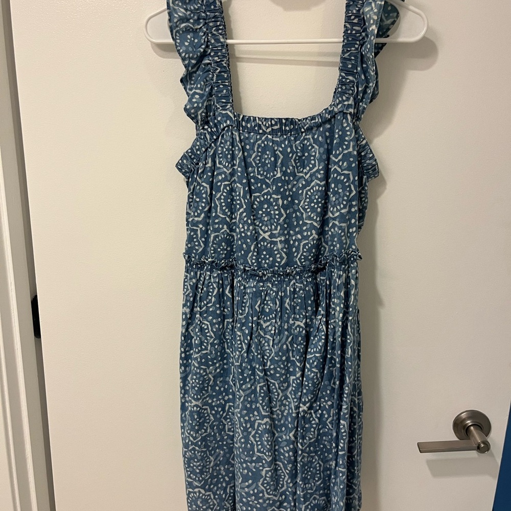 Madewell Blue Patterned Sleeveless Dress